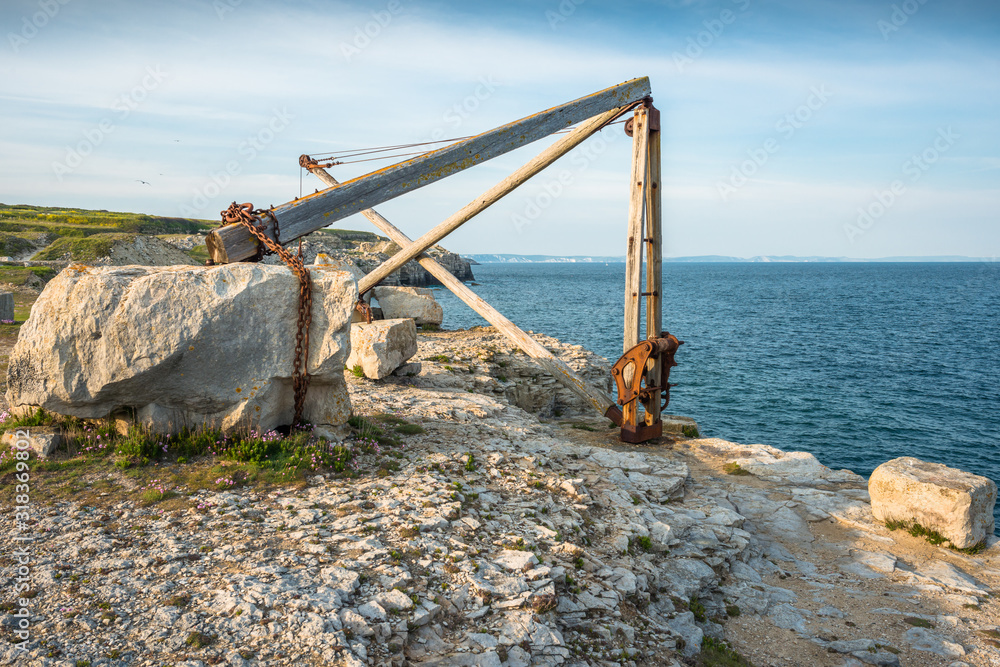 Portland Bill with the corroding remains of a disused quarry hoist Portland Bill with the corroding remains of a disused quarry hoist