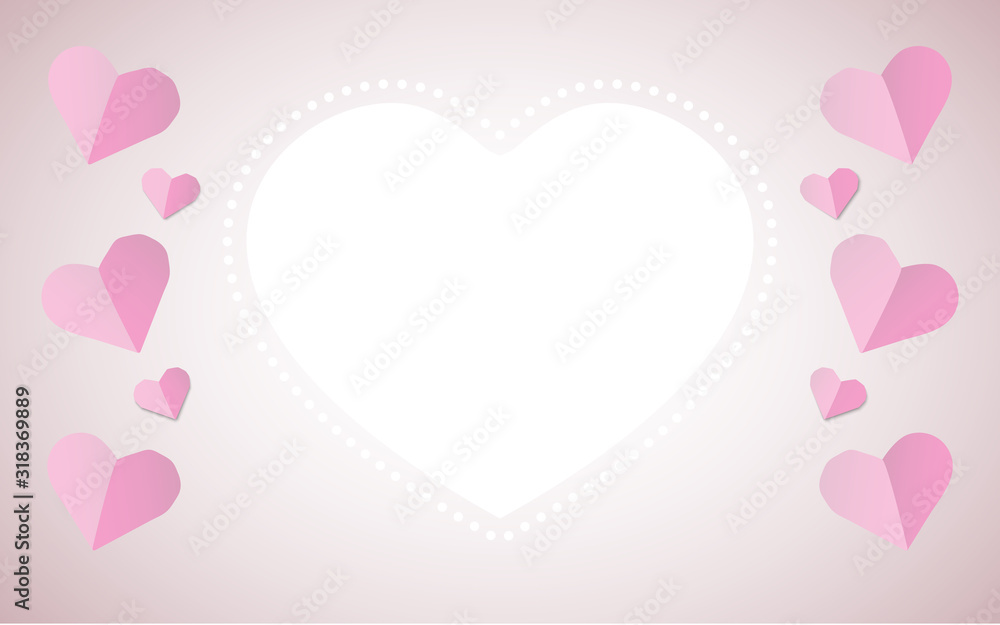 Happy Valentines day greeting design frame with hearts. Vector illustration