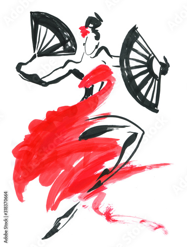 Flamenco. Beautiful Dancing Woman