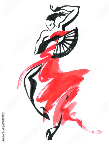 Flamenco. Beautiful Dancing Woman