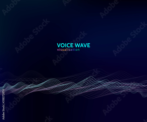 Concept of voice wave visualisation, sparkle modern wave pattern. Abstract dynamic soundwave illustration photo