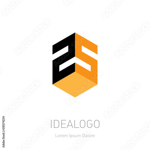 3d logo of Anniversary or monogram with number 25. Vector design element or icon.