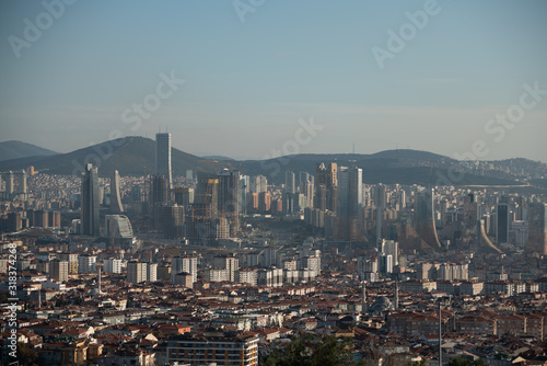 unplanned urbanisation with skyscraper in air pollution