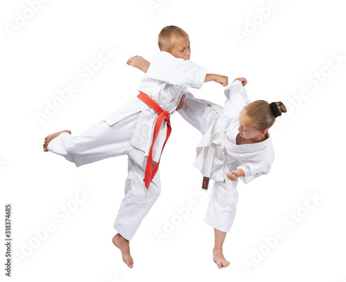 Blows karate athletes beat in karategi