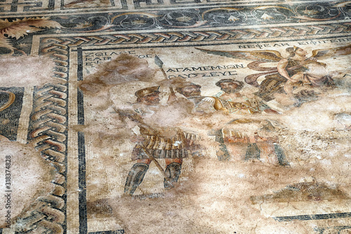 Ancient Roman floor mosaic of Agamemnon photo