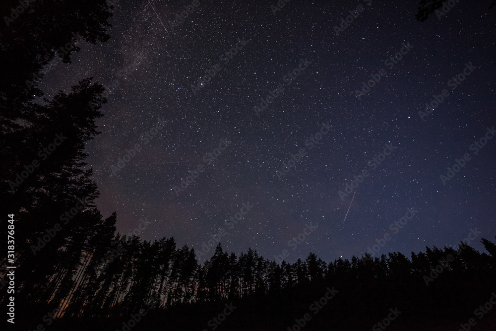 one million stars at night. long exposure. Meteor shower. Milky way
