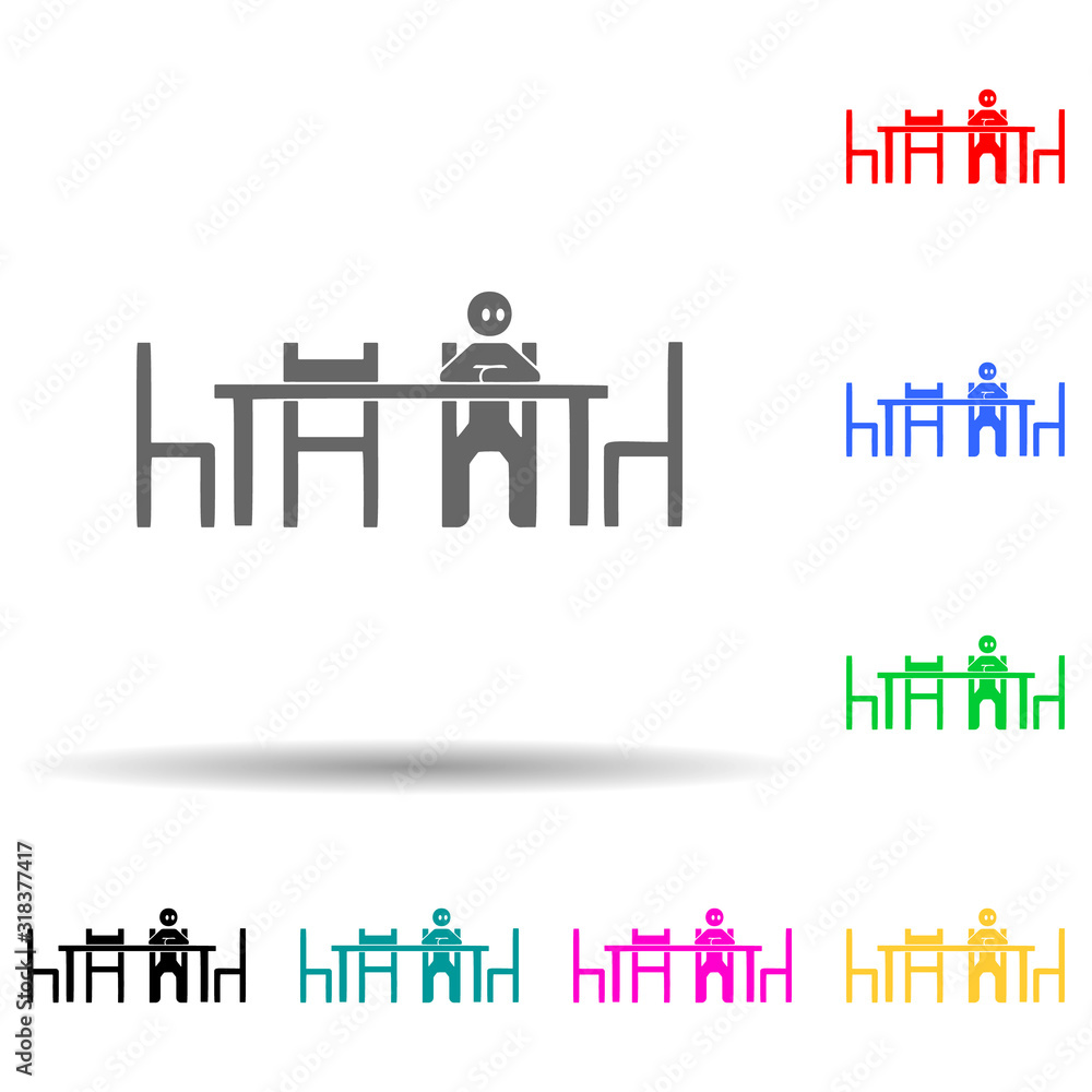 Sitting alone, to early multi color style icon. Simple glyph, flat vector of people sitting icons for ui and ux, website or mobile application