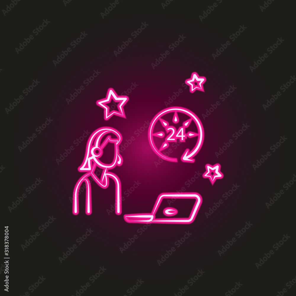 Contact, information neon style icon. Simple thin line, outline vector of shopping icons for ui and ux, website or mobile application Contact, information neon style icon. Simple thin line, outline vector of shopping icons for ui and ux, website or mobile application