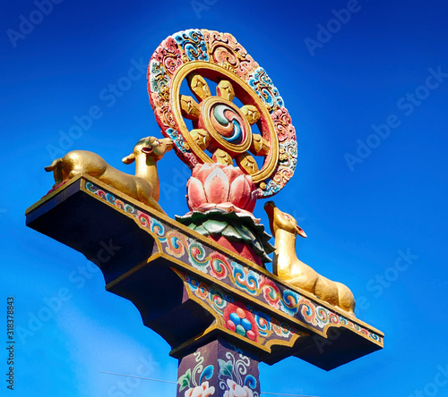 Buddhist symbols of lotus and deer