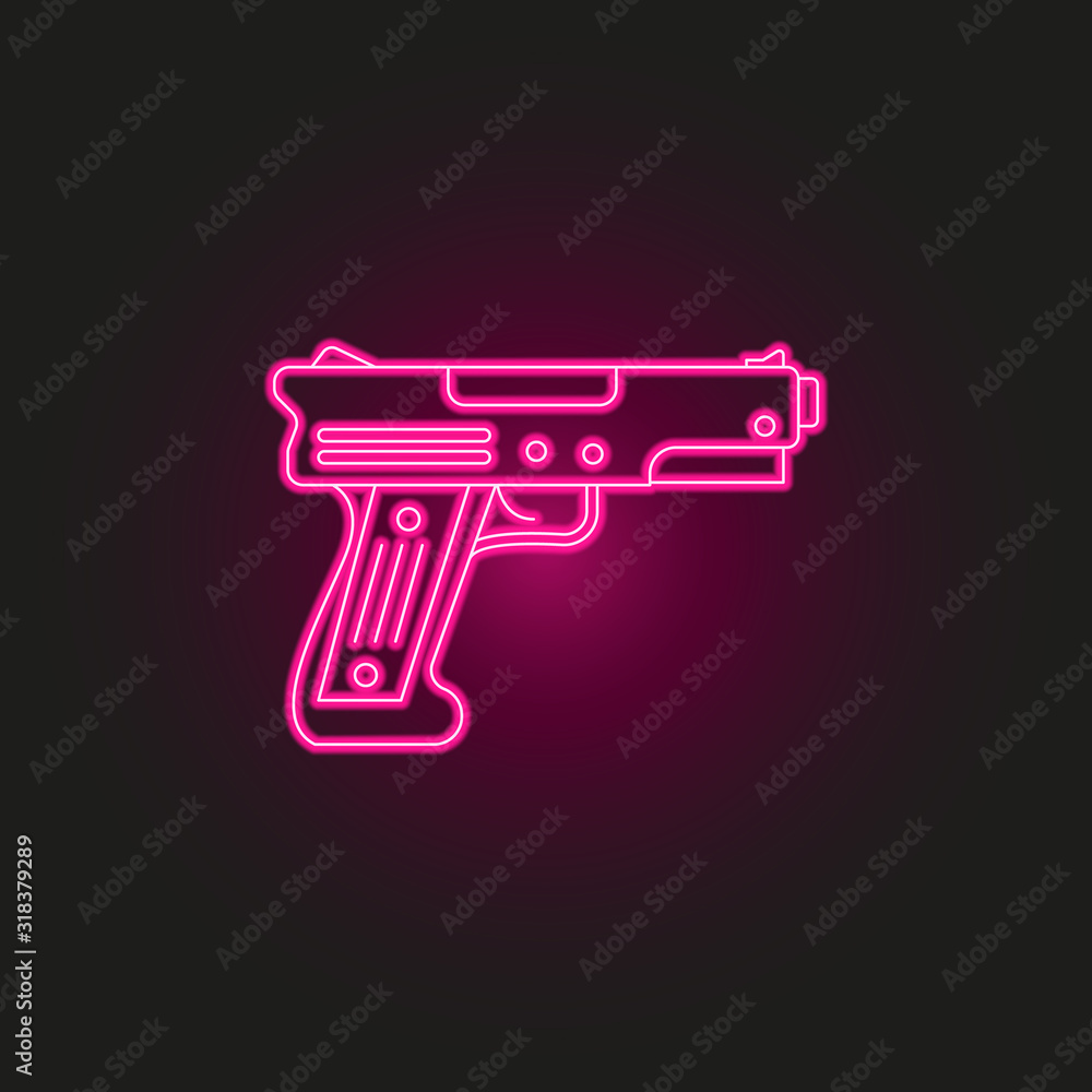 pistol neon style icon. Simple thin line, outline vector of army icons for ui and ux, website or mobile application