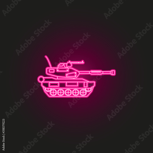 tank neon style icon. Simple thin line, outline vector of army icons for ui and ux, website or mobile application