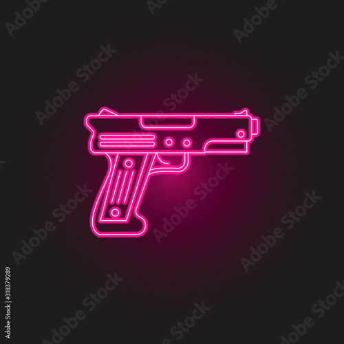 pistol neon style icon. Simple thin line, outline vector of army icons for ui and ux, website or mobile application
