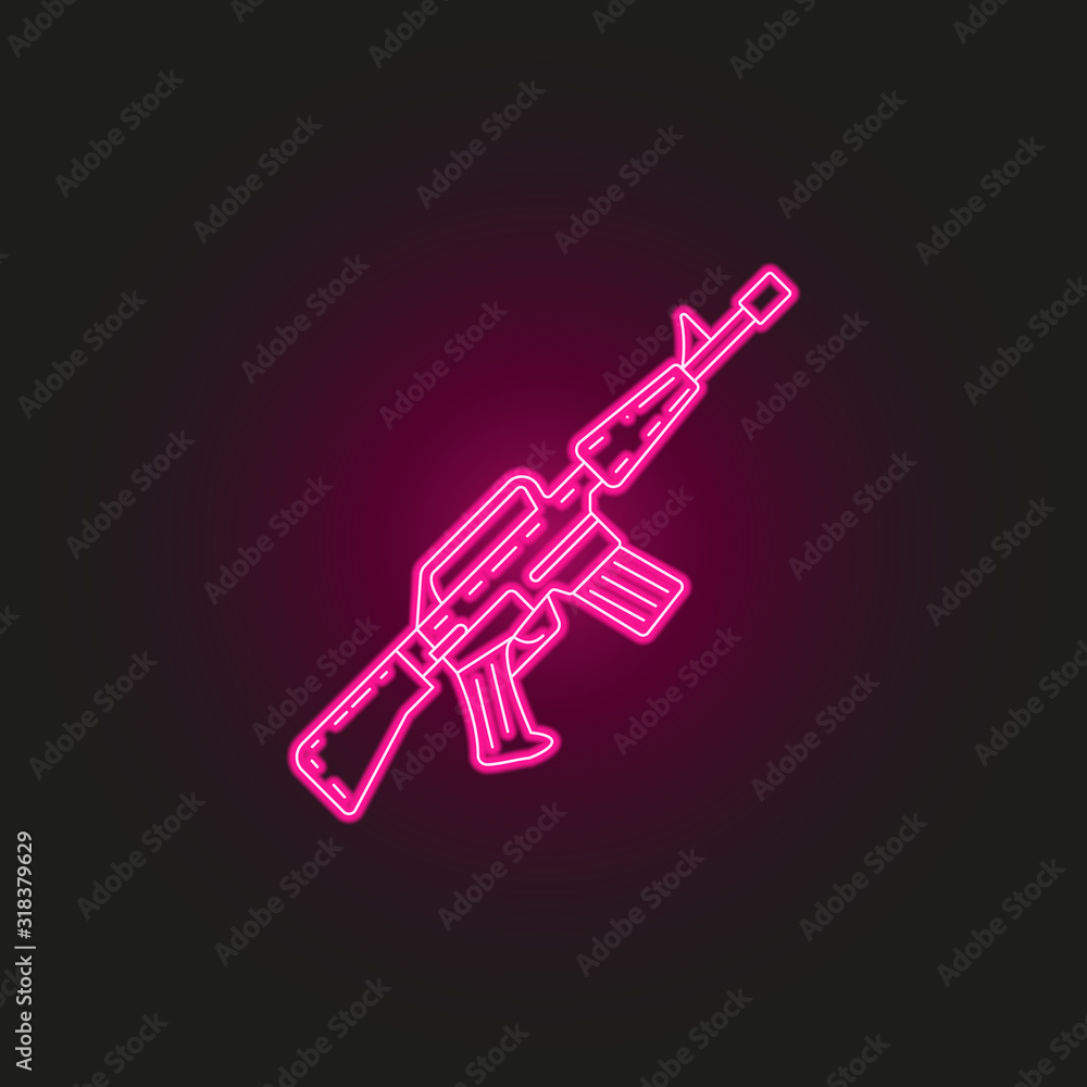 weapon automatic neon style icon. Simple thin line, outline vector of army icons for ui and ux, website or mobile application weapon automatic neon style icon. Simple thin line, outline vector of army icons for ui and ux, website or mobile application
