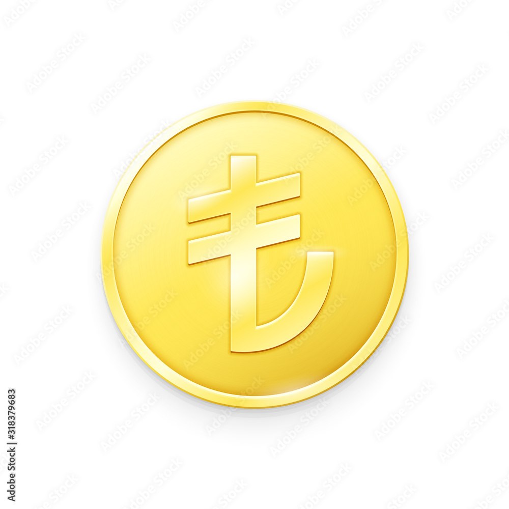 Obraz premium Gold coin with Lira sign
