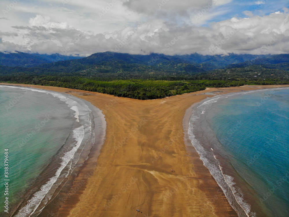 Uvita beach from the sky, Aerial, in Costa Rica