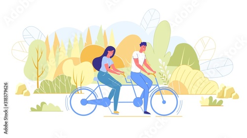 Bright Poster,Bike Ride in Park with Life Partner.