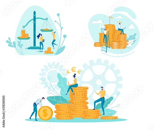 Financial Consultant Flat Vector Illustrations Set