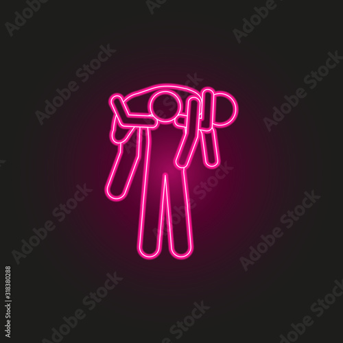 military helps a wounded man neon style icon. Simple thin line, outline vector of army icons for ui and ux, website or mobile application