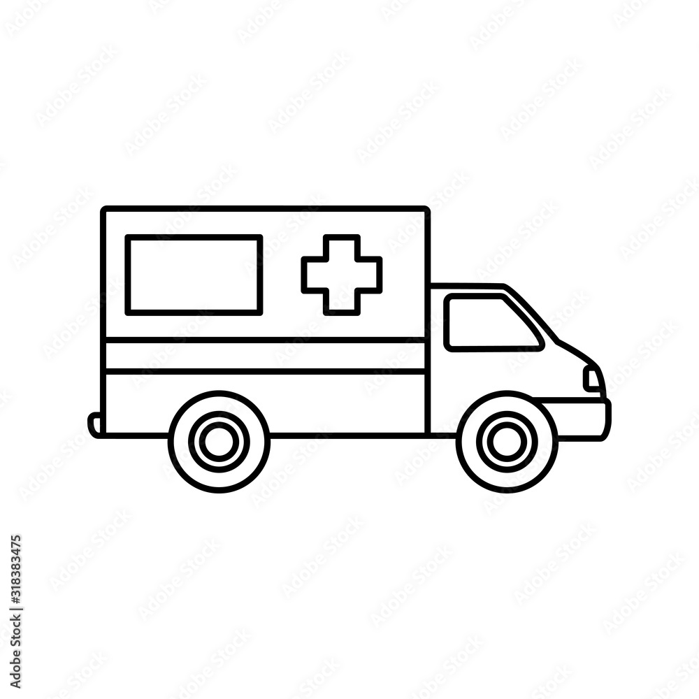 Icono lineal ambulancia en color negro
