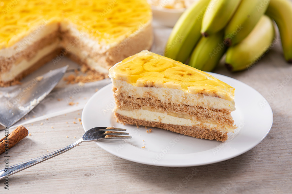 Tasty homemade banana cake with jelly Tasty homemade banana cake with jelly