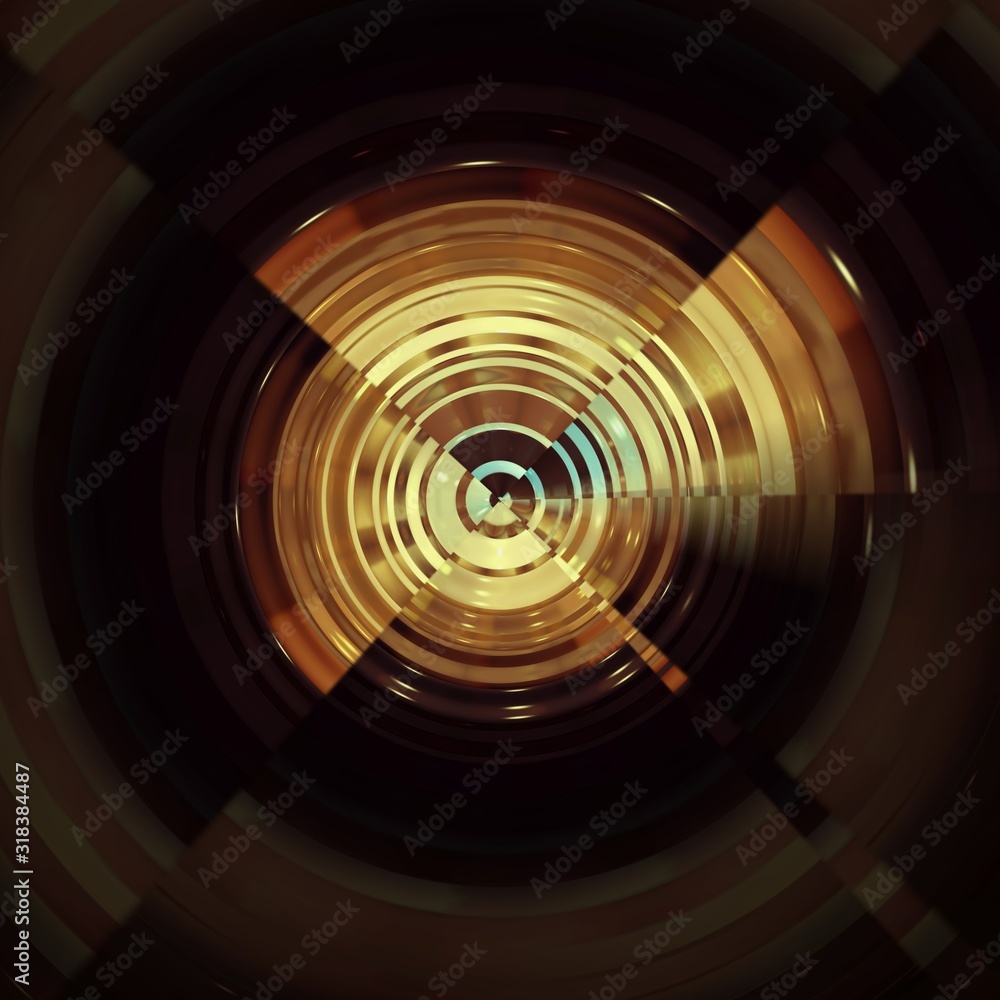 Abstract dark light circles background with luxurious golden color tone. Abstract dark light circles background with luxurious golden color tone.