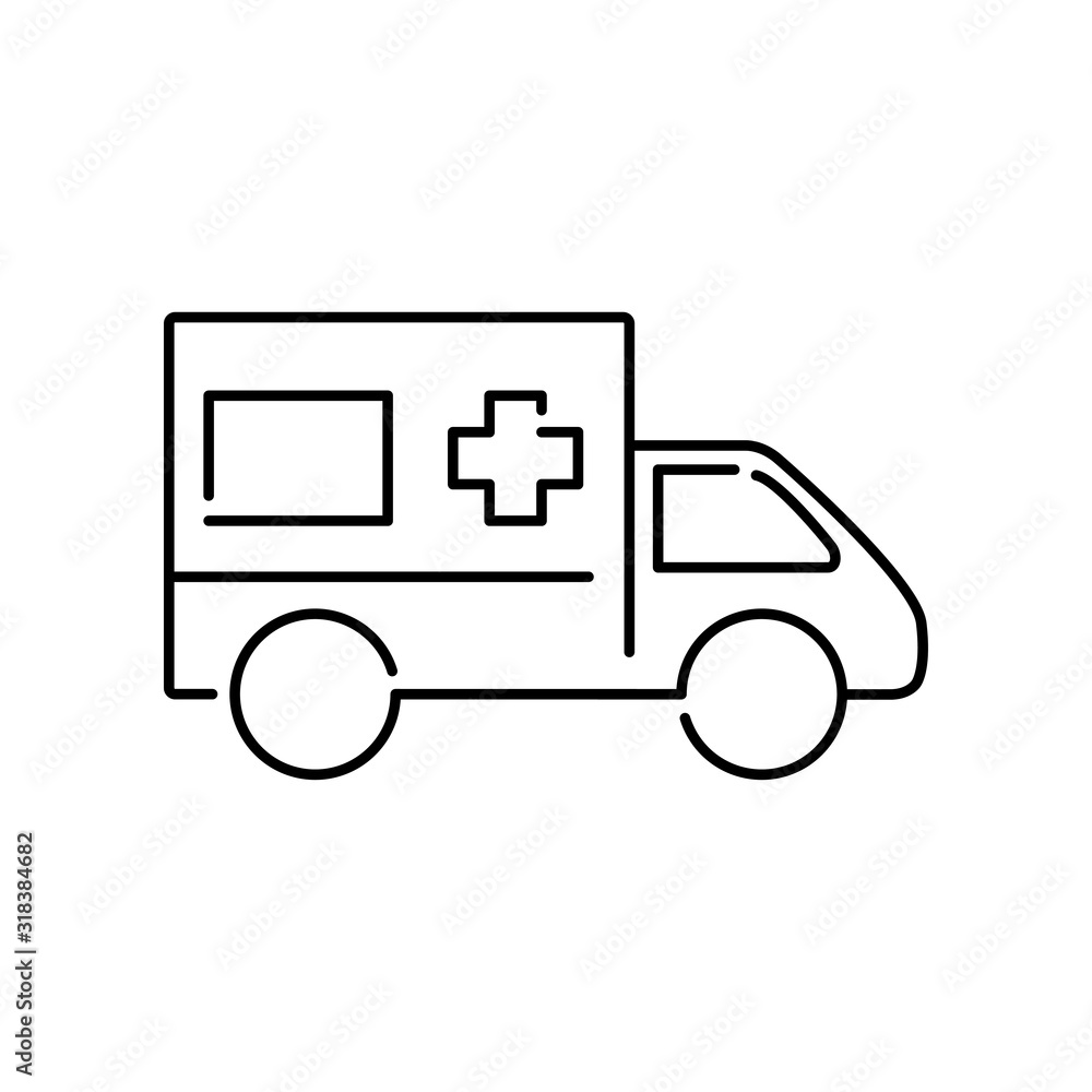 Icono lineal ambulancia en color negro