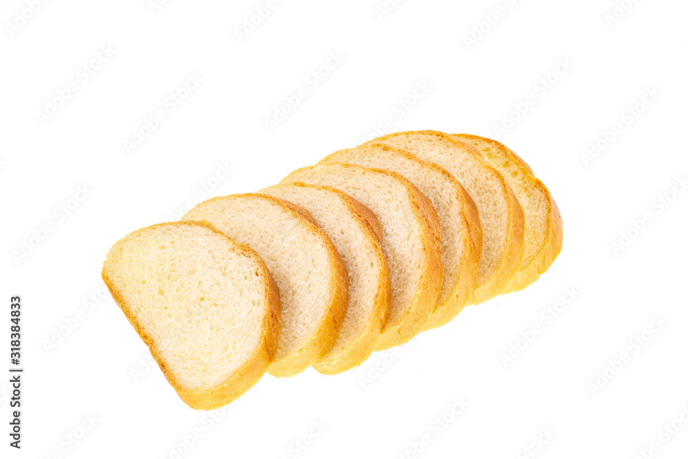 Sliced loaf highlighted on a white background. White bread closeup isolated. Whole bread.Horizontal frame. Studio Sliced loaf highlighted on a white background. White bread closeup isolated. Whole bread.Horizontal frame. Studio