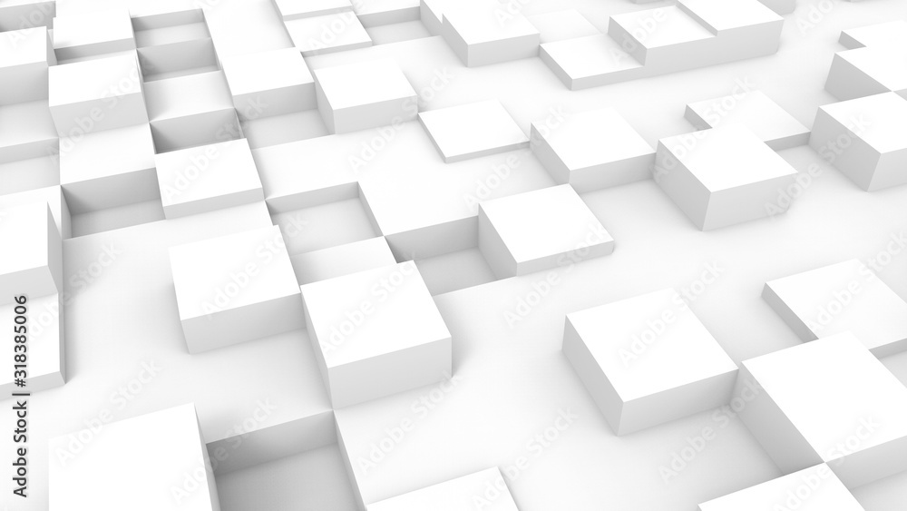 3d rendering, 3d illustration. Abstract background illustration of white, light cubes.