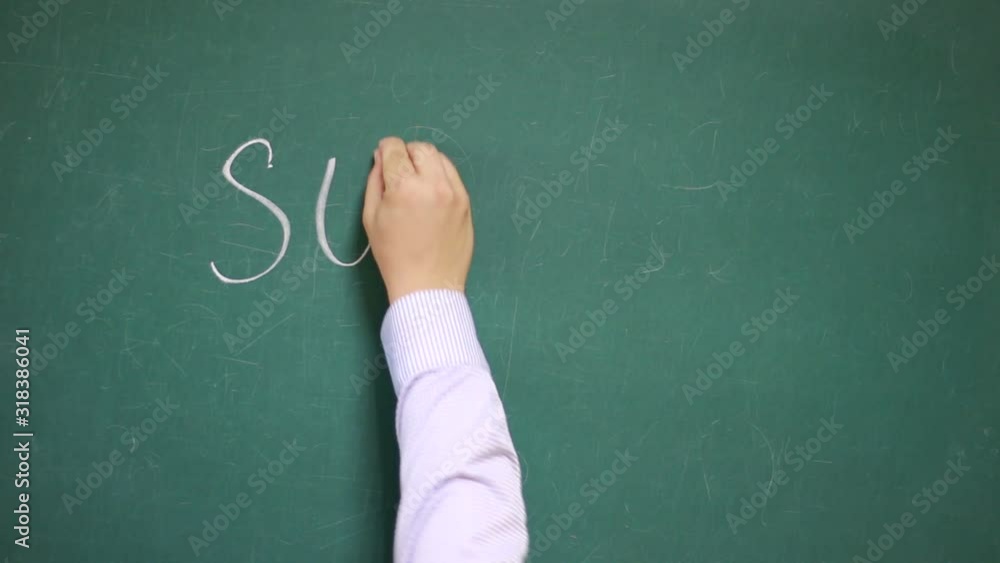 Hand writes SUCCESS on a chalkboard Hand writes SUCCESS on a chalkboard