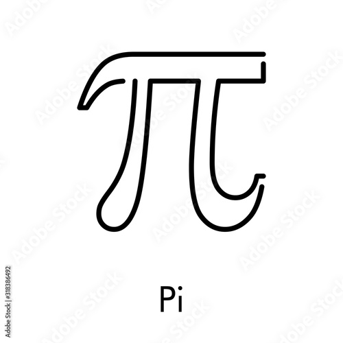 Símbolo matemático pi. Icono plano lineal en color negro