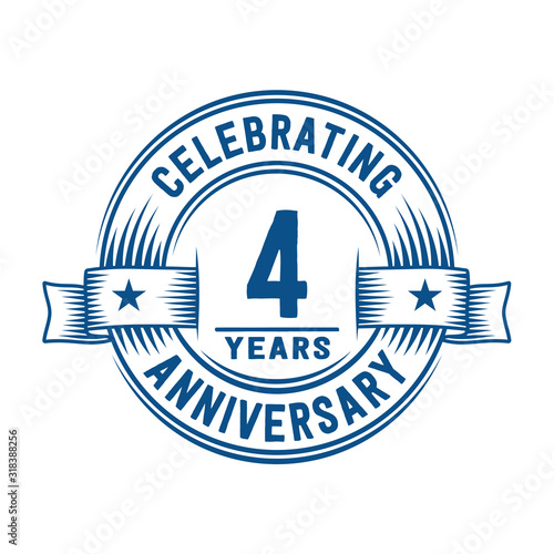 4 years logo design template. 4th anniversary vector and illustration.