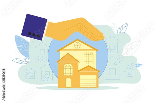 Home Protected by Insurance Company, Illustration.