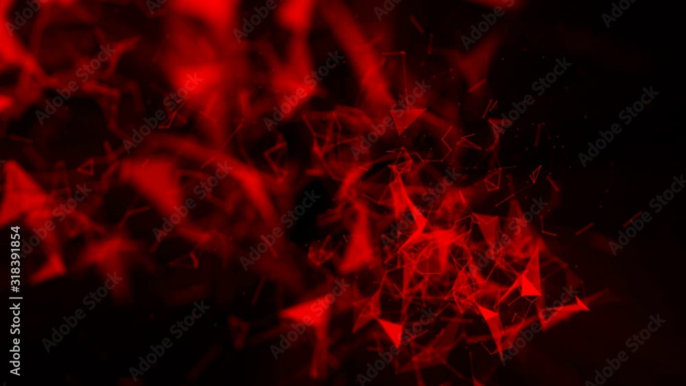 red flying particles are connected and disconnected on a black background animated abstraction screensaver. 3d render red flying particles are connected and disconnected on a black background animated abstraction screensaver. 3d render