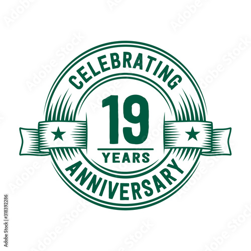 19 years logo design template. 19th anniversary vector and illustration.