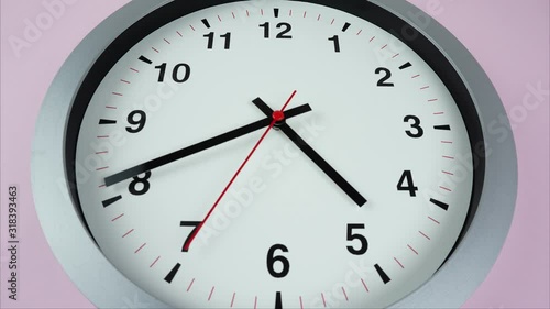 Wallpaper Mural Closeup Wall clock shows time 4 o'clock, Time lapse moving fast, Time concept. Torontodigital.ca