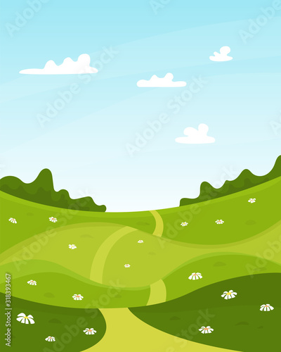 Vector nature summer landscape background.