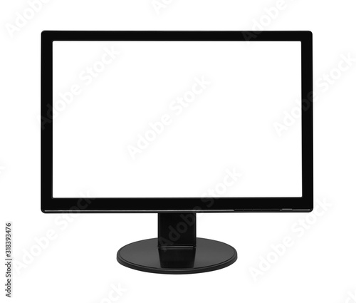 Flat led TV monitor isolated on white