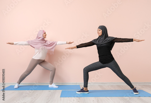 Sporty Muslim women practic...