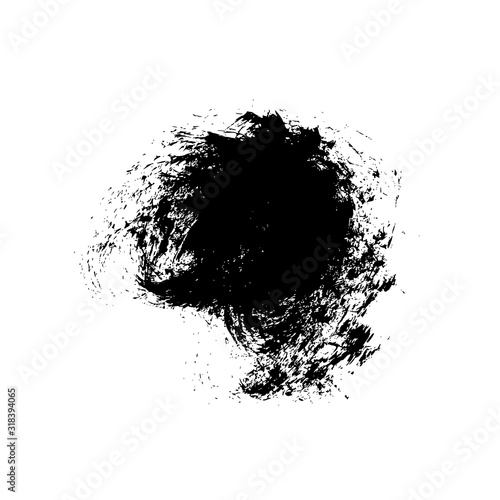 Vector grunge circle isolated on white. Grunge round post stamp. Hand drawn ink illusatrtion. Black paint element or round brush stroke.