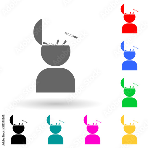 cigarettes in the head multi color style icon. Simple glyph, flat vector of bad habbits icons for ui and ux, website or mobile application