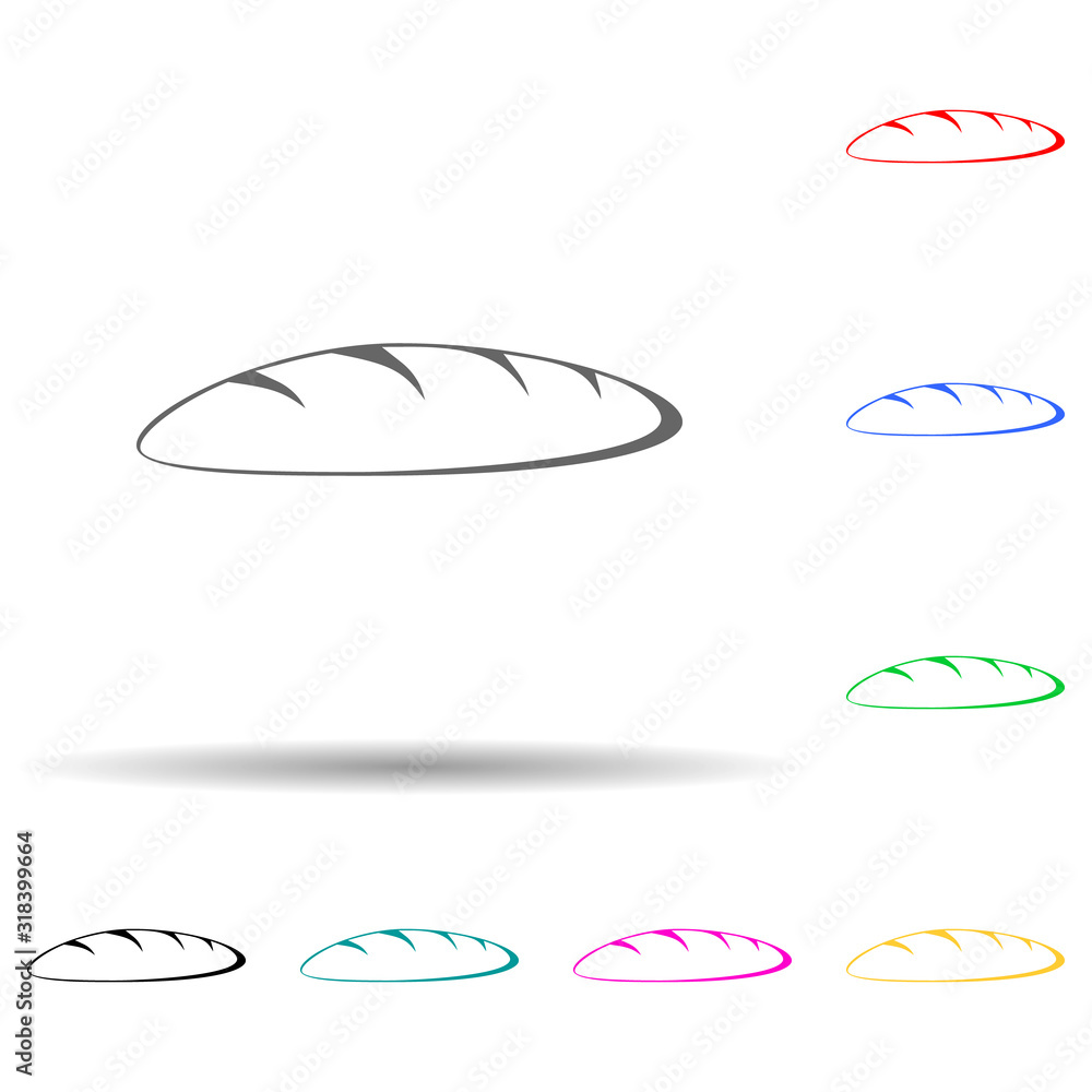 loaf of bread multi color style icon. Simple thin line, outline vector of bakery shop icons for ui and ux, website or mobile application