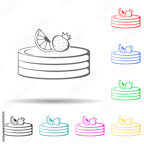 fruit pie with strawberries and lemon multi color style icon. Simple thin line, outline vector of bakery shop icons for ui and ux, website or mobile application