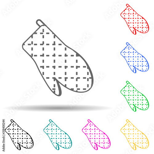 kitchen mittens multi color style icon. Simple thin line, outline vector of bakery shop icons for ui and ux, website or mobile application