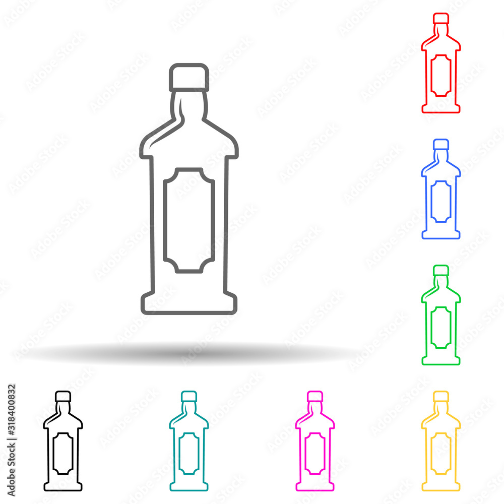 bottle of alcohol multi color style icon. Simple thin line, outline vector of bottle icons for ui and ux, website or mobile application bottle of alcohol multi color style icon. Simple thin line, outline vector of bottle icons for ui and ux, website or mobile application