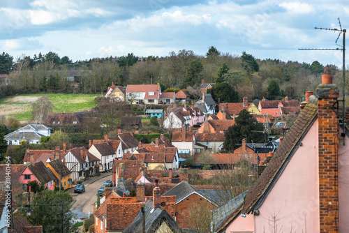 Fototapeta Elevated views across Kersey village in Suffolk, England, UK.