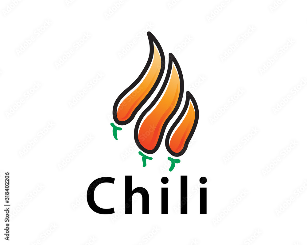 Fototapeta premium Three chili levels logo design inspiration