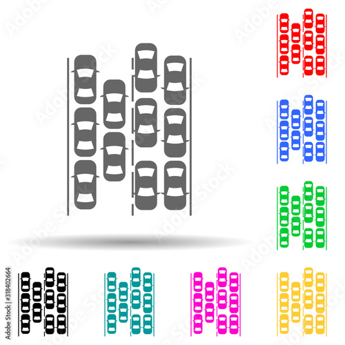Traffic jam multi color style icon. Simple glyph, flat vector of chaos icons for ui and ux, website or mobile application