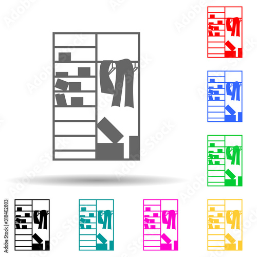 Clutter in the closet multi color style icon. Simple glyph, flat vector of chaos icons for ui and ux, website or mobile application