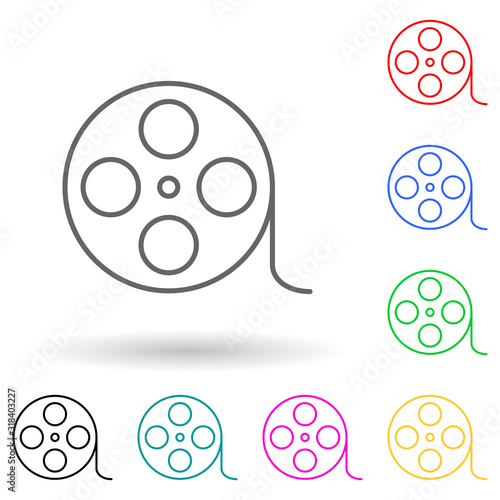 cinematographic tape multi color style icon. Simple thin line, outline vector of cinema icons for ui and ux, website or mobile application