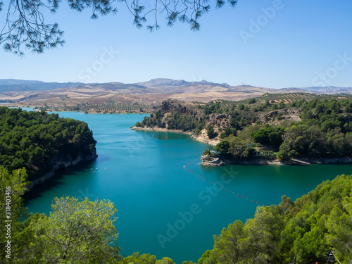 Gaitanejo reservoir and dam near the Royal El Chorro Royal Trail. Spain